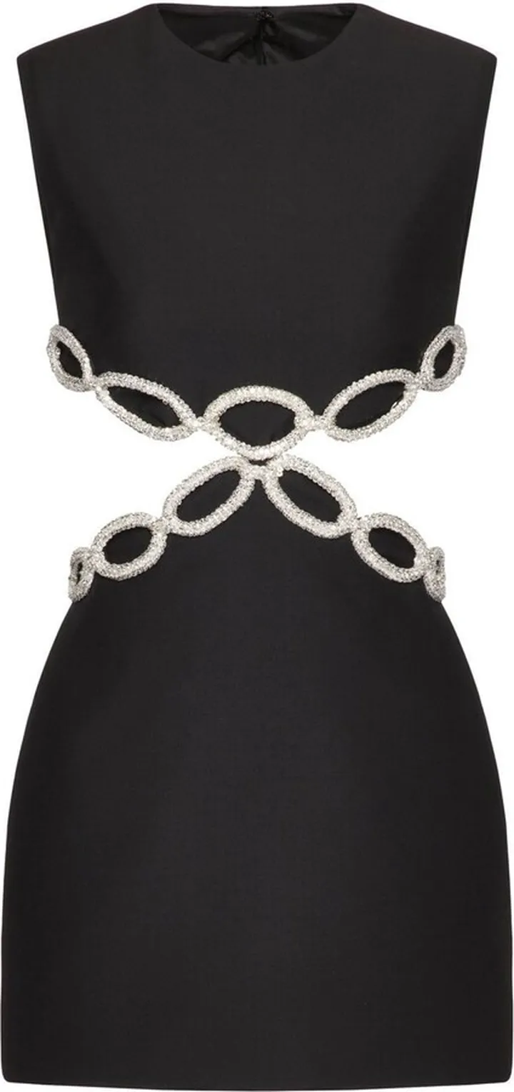 Crepe Couture embroidered short dress
