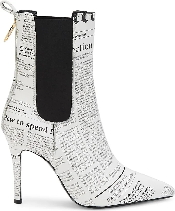 Gazette Print Leather Chelsea Boots