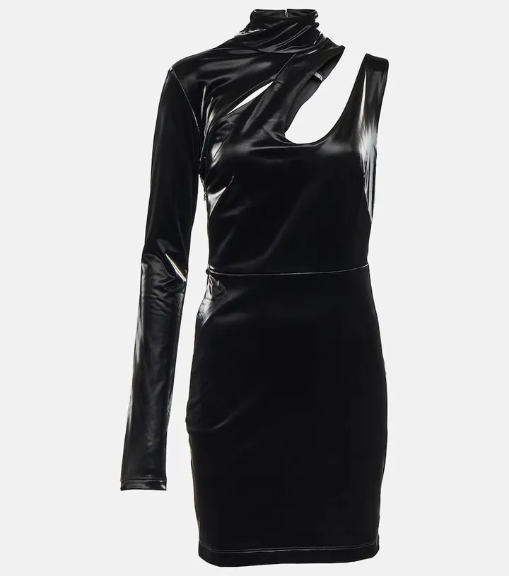 Cutout faux leather minidress