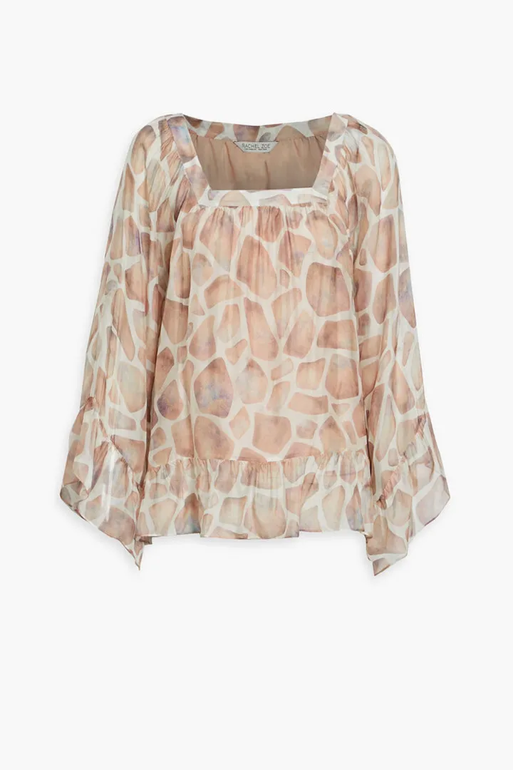 Ruffled printed chiffon blouse