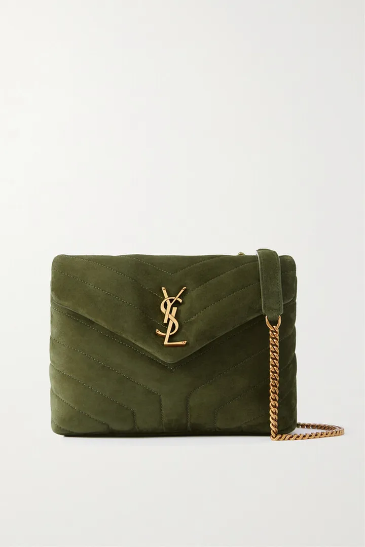 SAINT LAURENT - Loulou Small Quilted Suede Shoulder Bag - Green