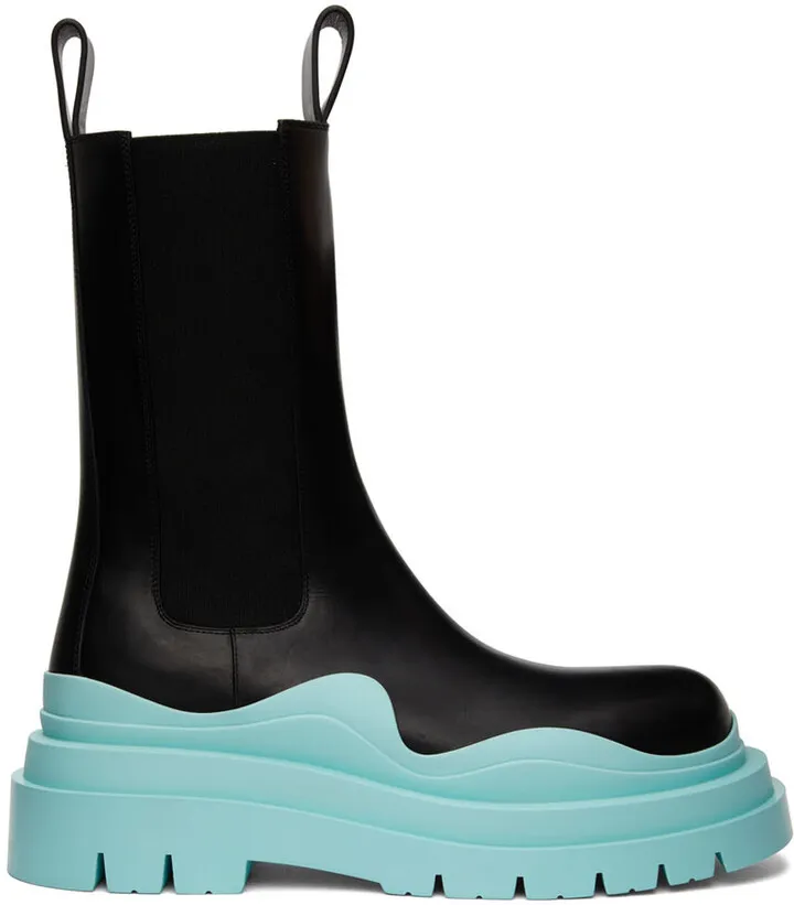 Bottega Veneta Black Tire Chelsea Boots