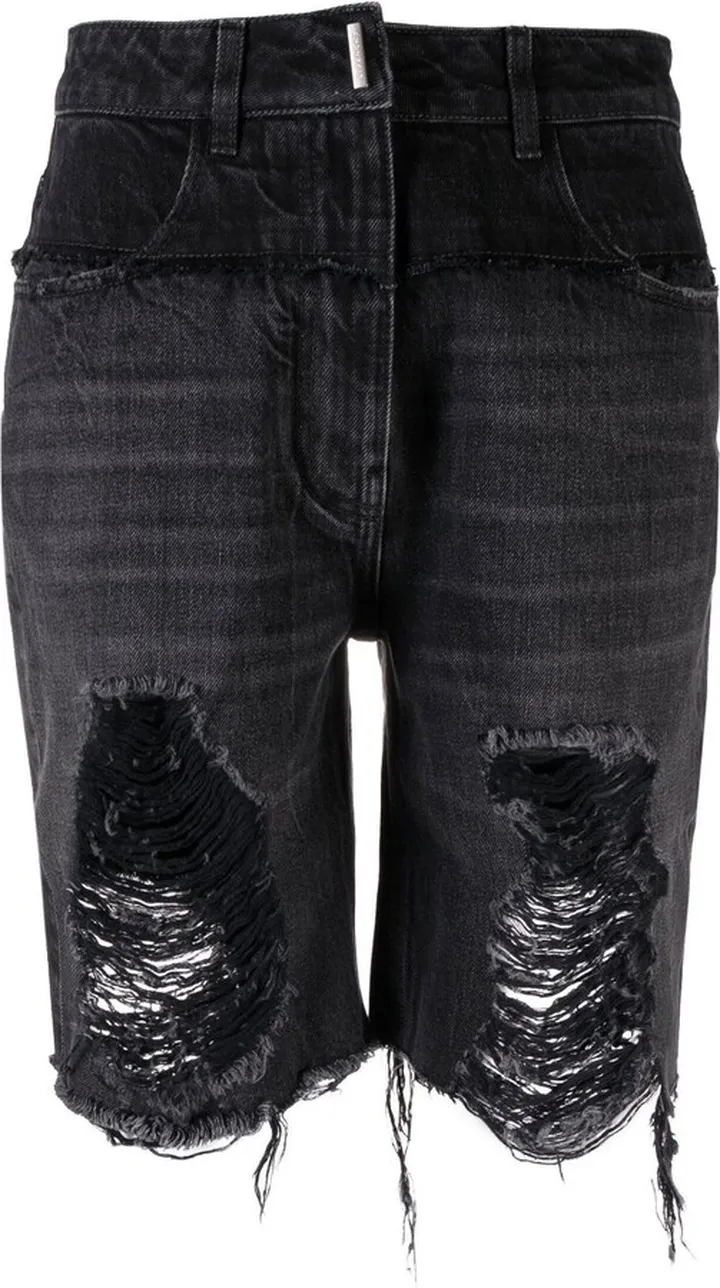 Black Distressed Denim Shorts