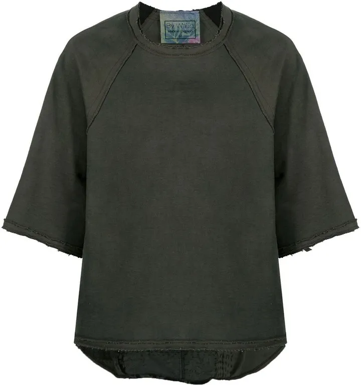 patchwork three-quarter sleeve T-shirt