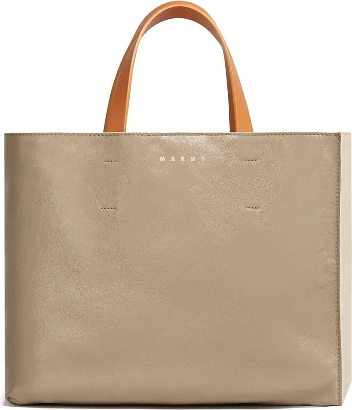 Logo Print Leather Shoulder Bag