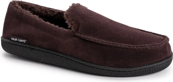 MUK LUKS Men's Faux Suede Slippers-Camel L