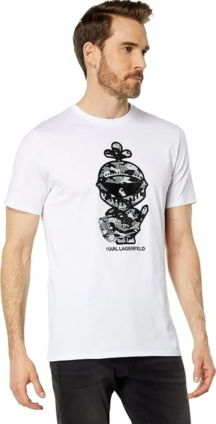 Karl Lagerfeld Paris Karl Camo Armour T-Shirt (White) Men's Clothing
