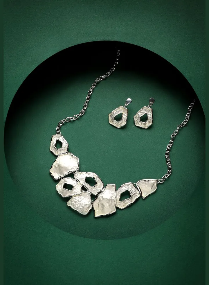 Silver Plated Designer Party Wear Necklace and Earring Set For Women