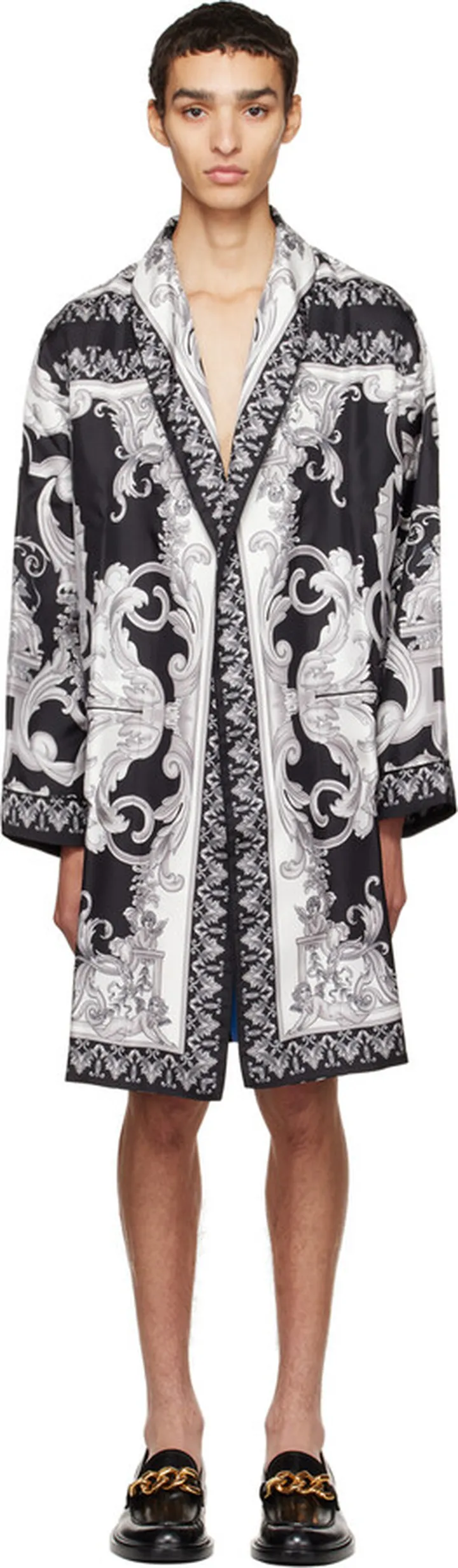 Versace Underwear Black & White Barocco Robe