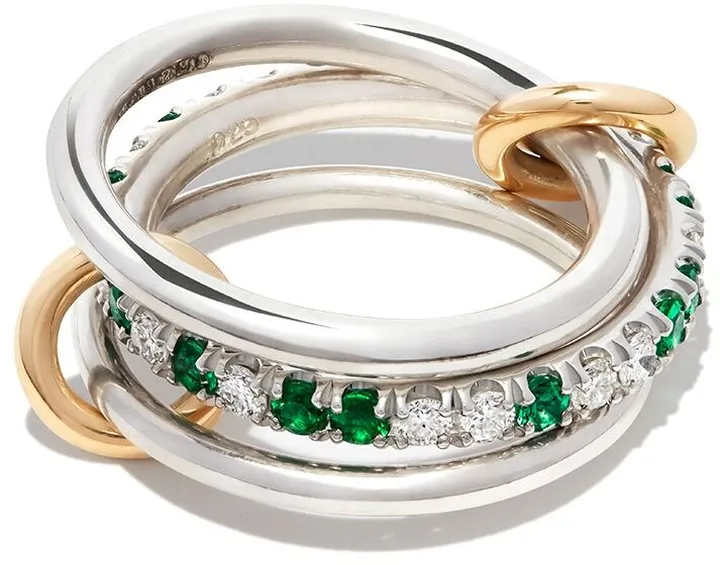 18kt gold Petunia emerald and diamond ring
