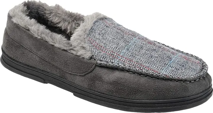 Vance Co. Winston Moccasin Slippers (Grey Fabric) Men's Shoes