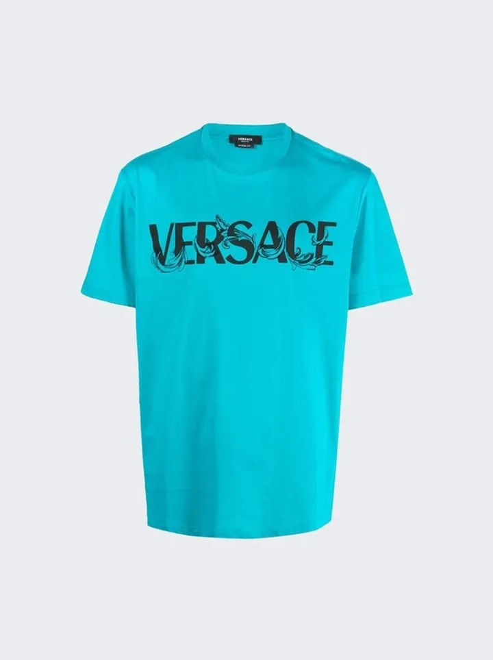 Barocco Silhouette Logo T-shirt Turquoise