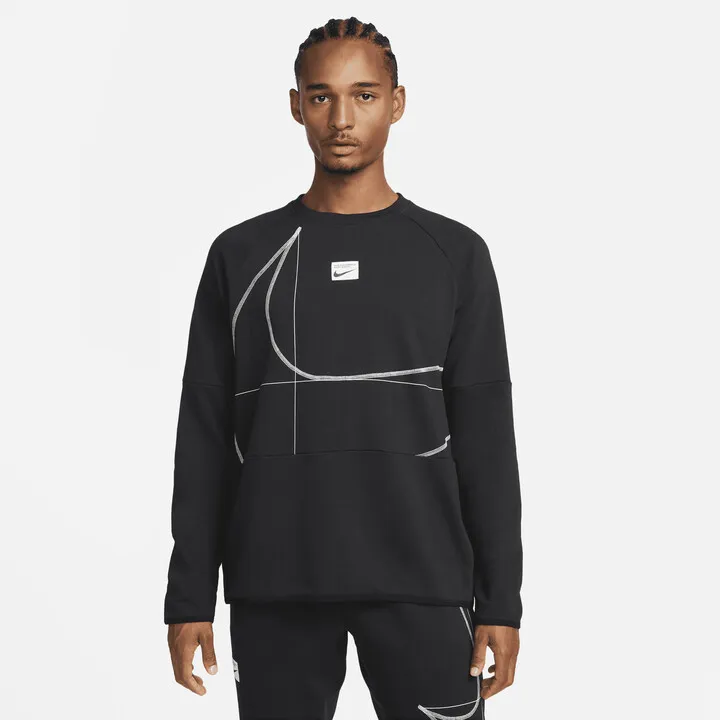 Nike Men's Dri-FIT Long-Sleeve Fleece Fitness Top in Black