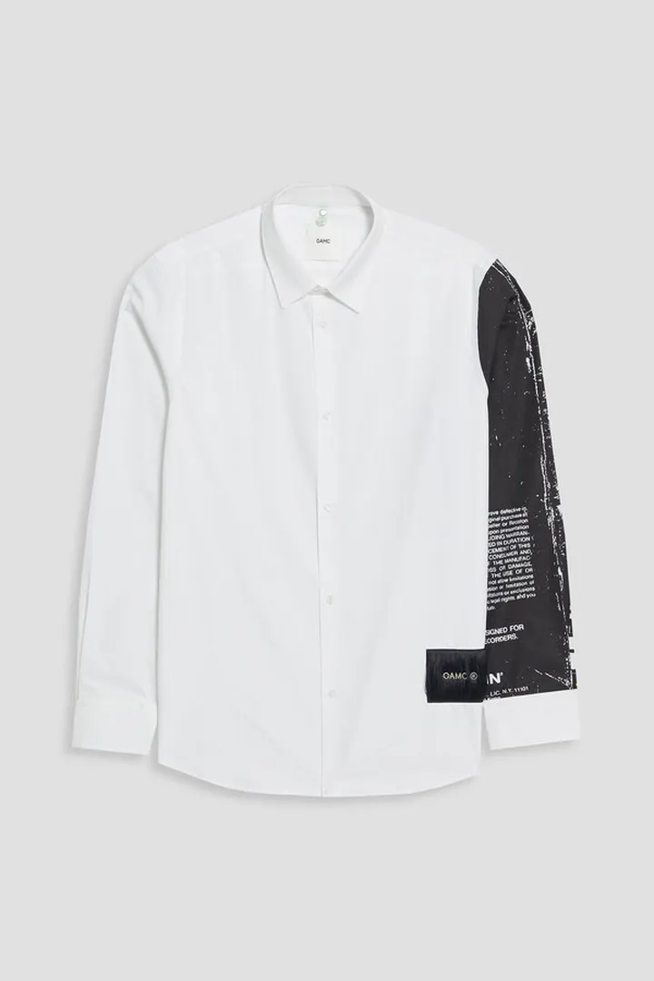 Appliquéd printed cotton-poplin shirt