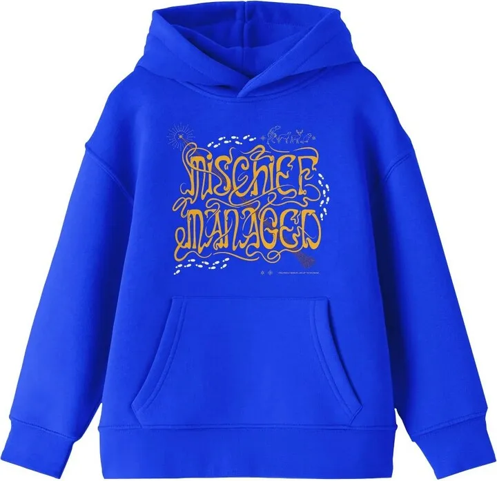 Harry Potter Mischief Managed Youth Royal Blue Graphic Hoodie-Medium