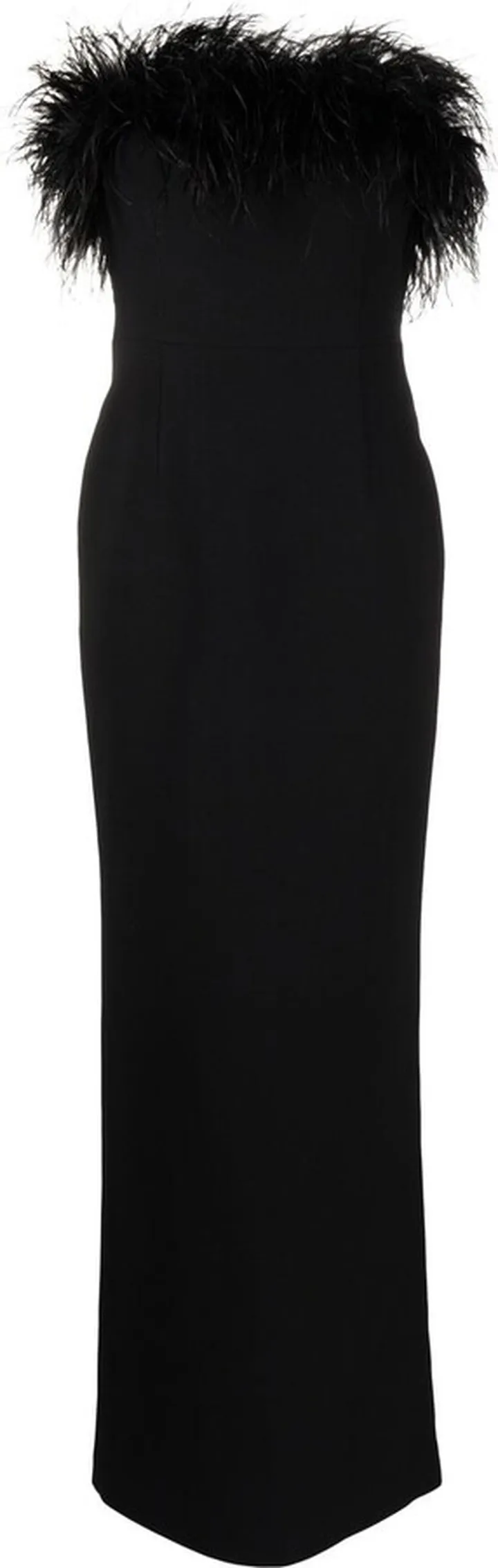 Victoria strapless feather-detail gown
