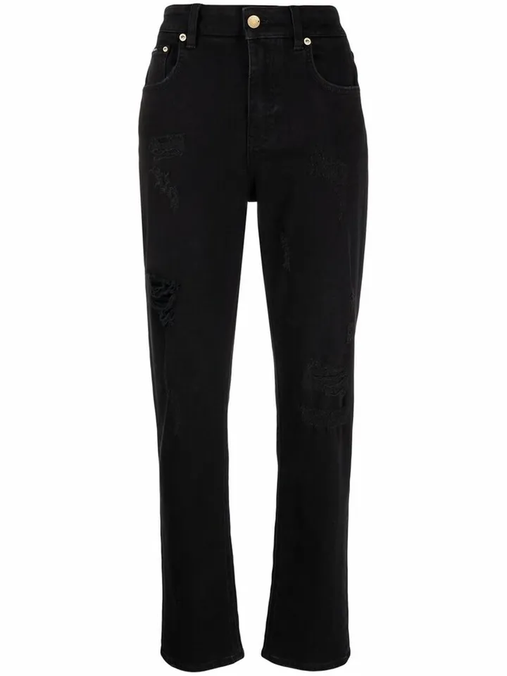 Ripped-Detail Boyfriend Jeans