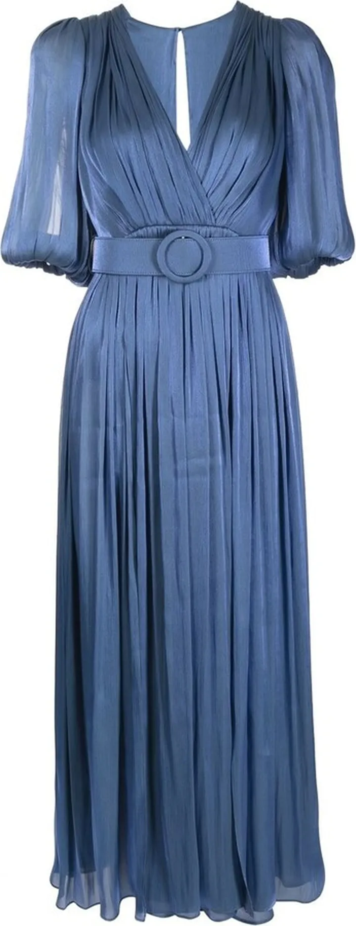 Gathered Side-Slit Midi Dress