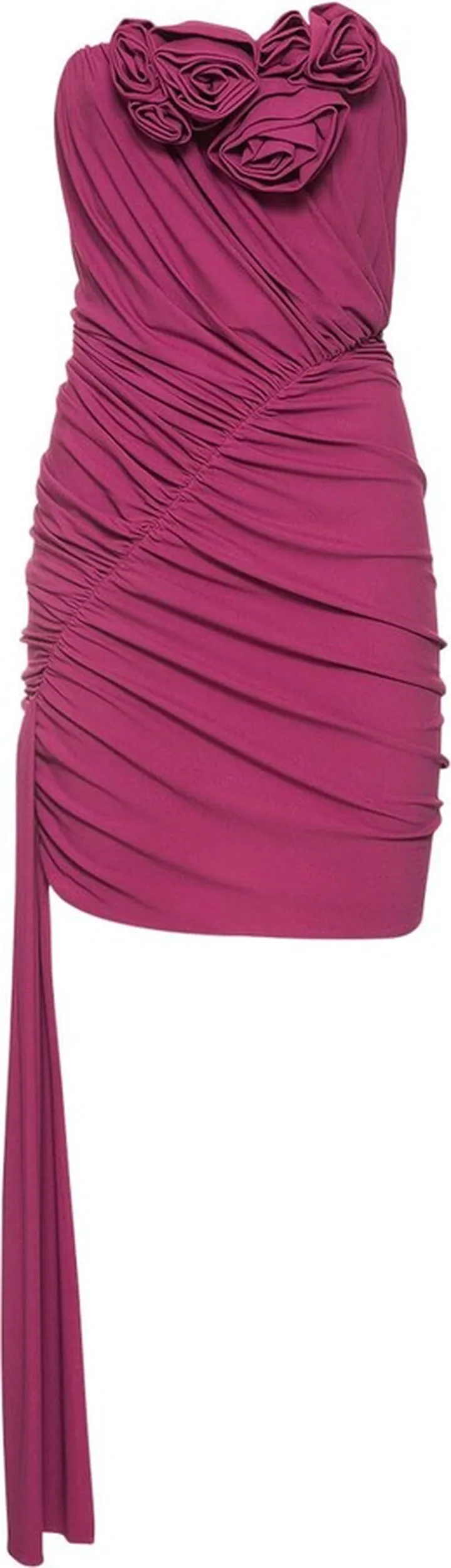 Ruched jersey strapless mini dress