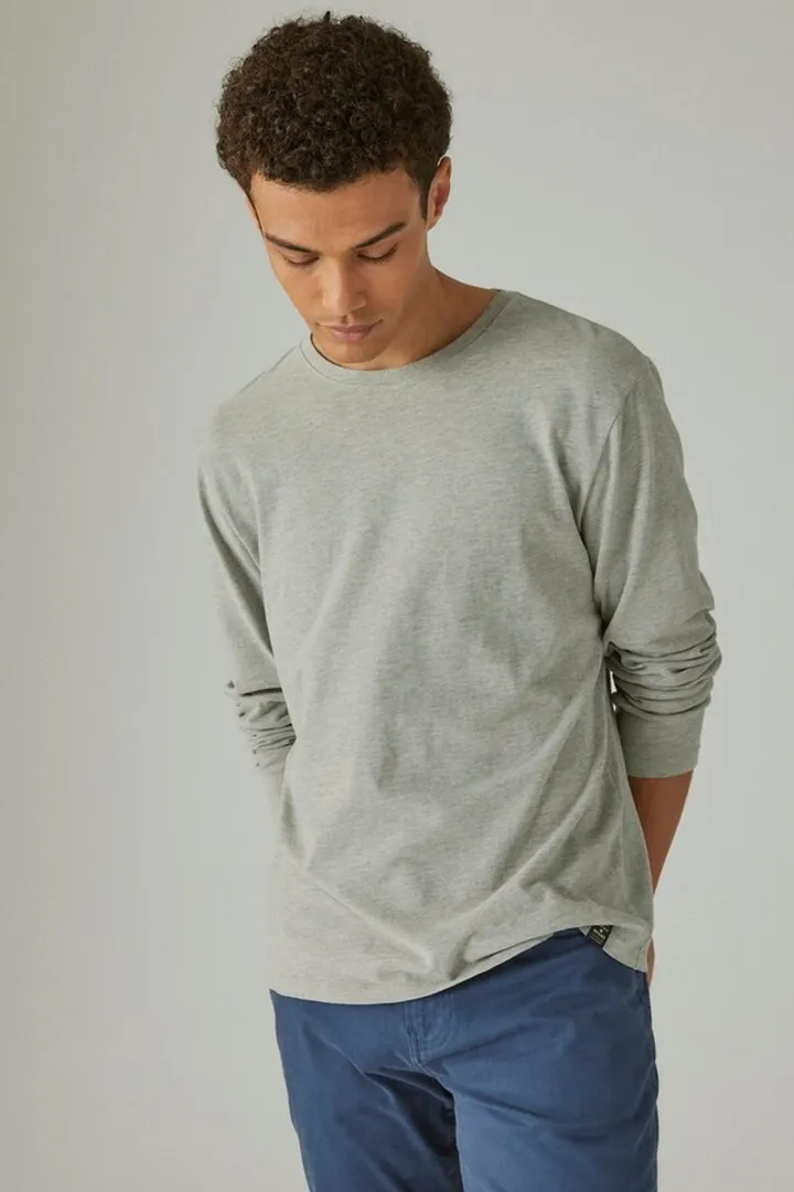Sueded Long Sleeve Crew