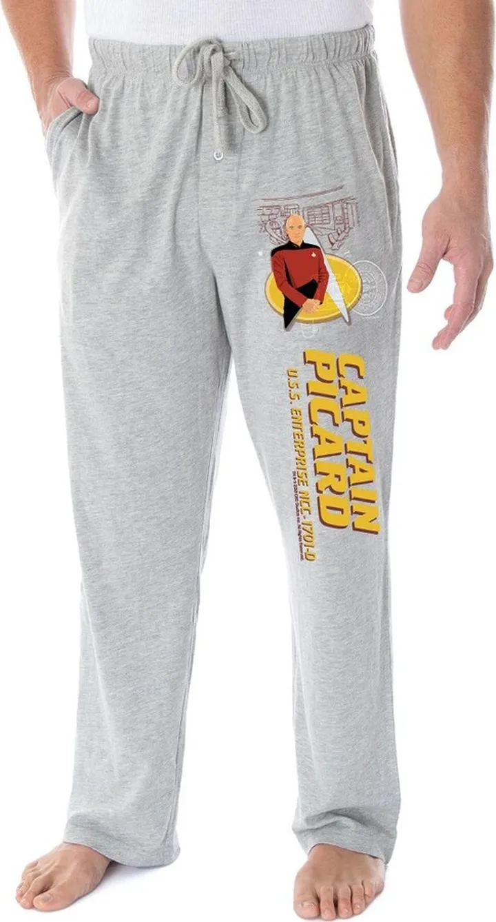 Star Trek The Next Generation Men's TNG Captain Picard Lounge Pajama Pants (LG) Grey
