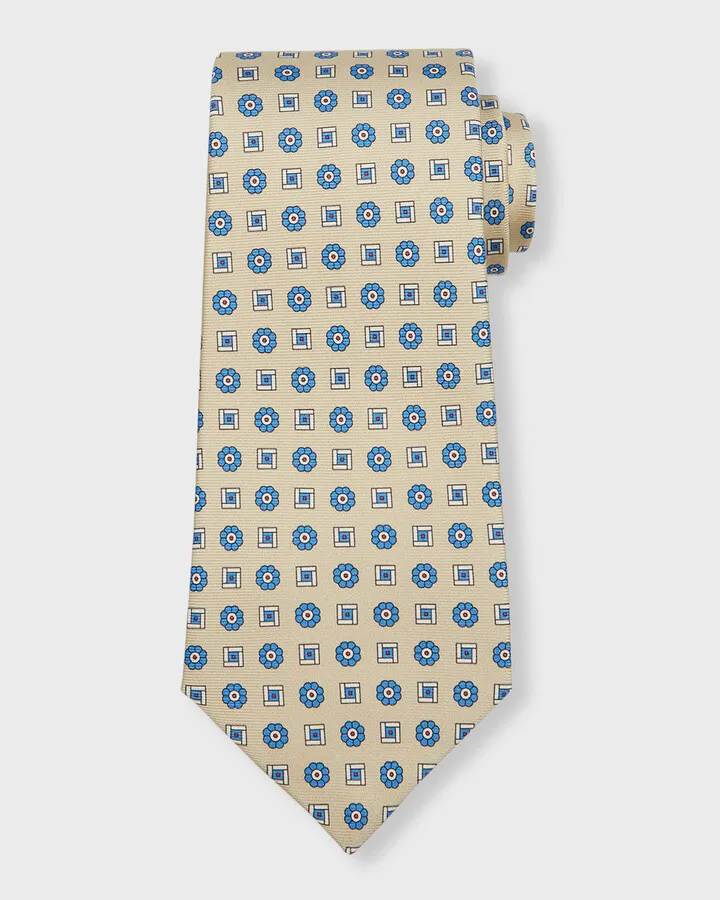 Men's Medallion-Print Silk Tie