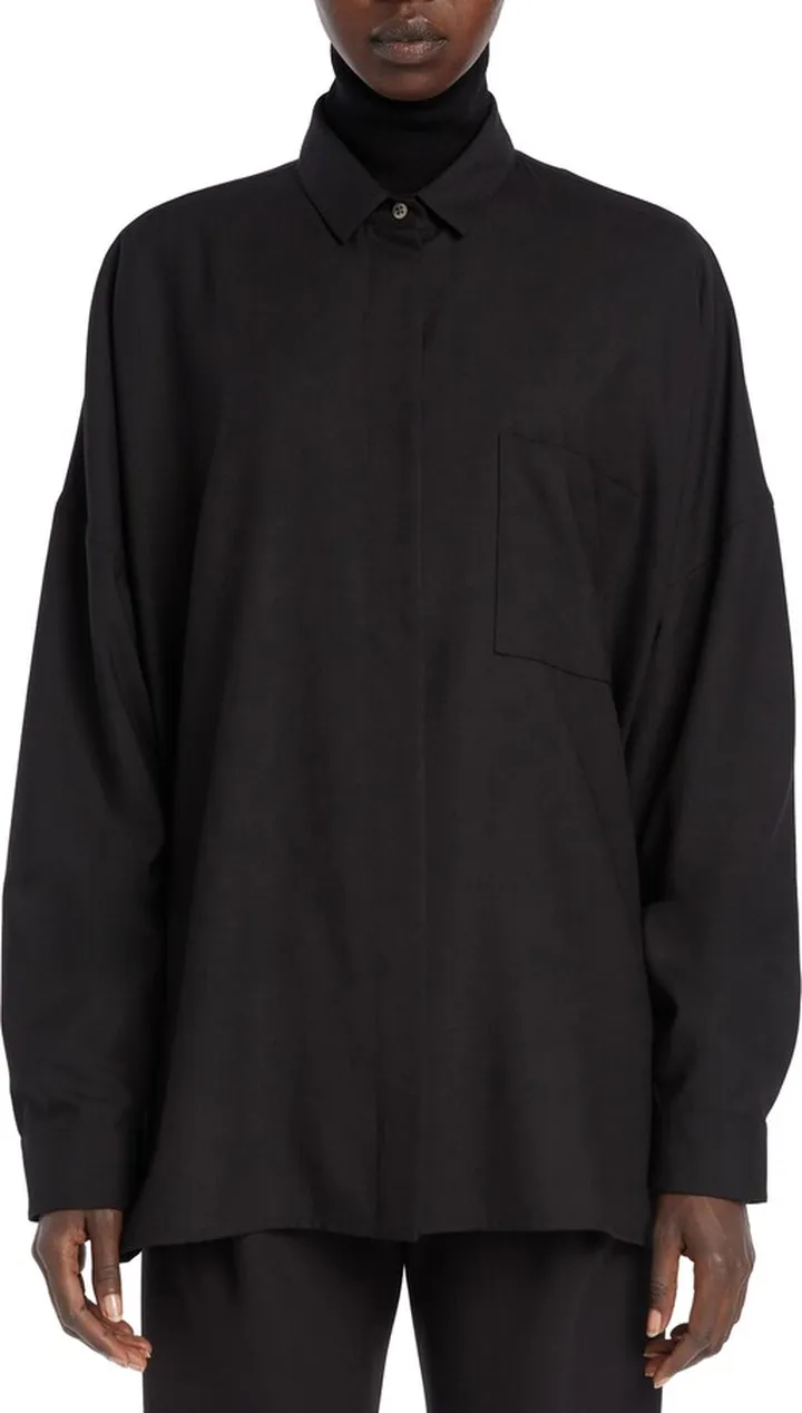 Akio Boxy Cashmere Button-Up Shirt