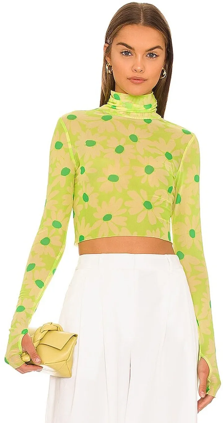Micaela Mesh Turtleneck Crop Top