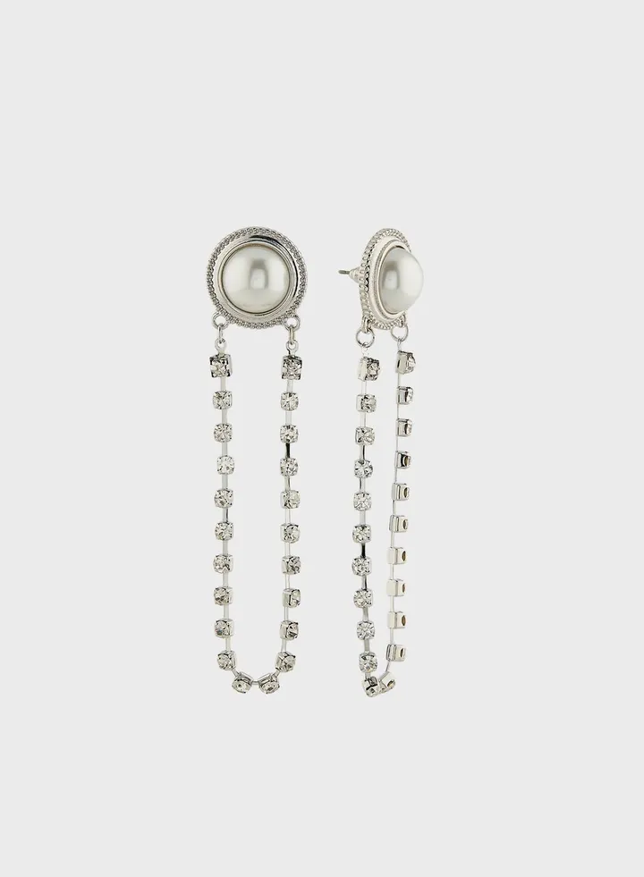 Pearl Stud Diamante Earrings