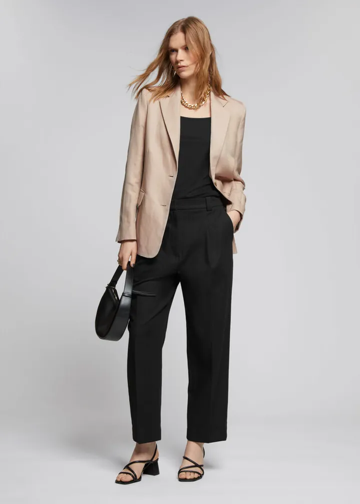 Pleated Straight Leg Trousers