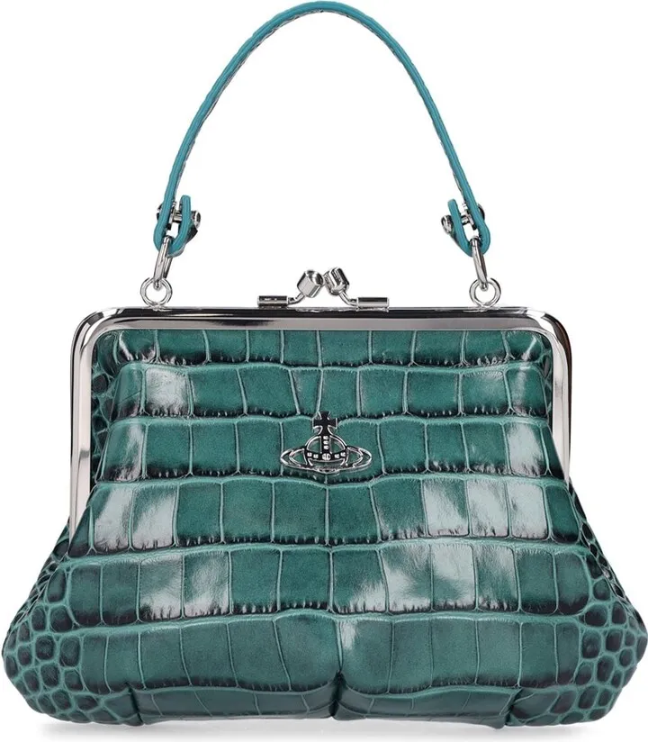 Granny Frame croc embossed leather bag