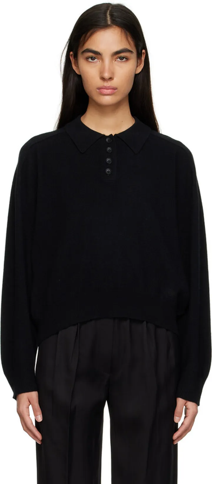 Loulou Studio Black Forana Polo