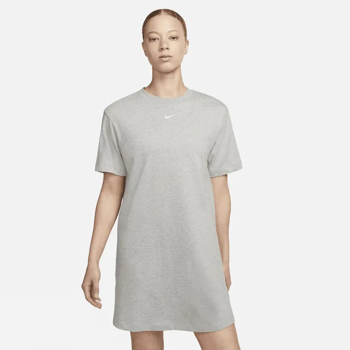 Women's Nike Sportswear Essential Short-Sleeve T-Shirt Dress in Grey