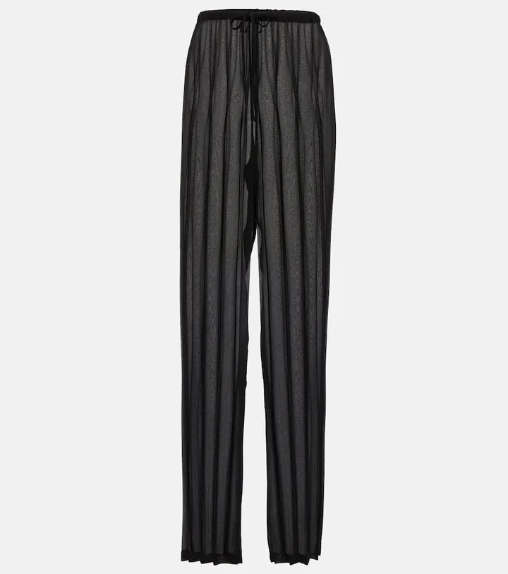 Pleated straight pants