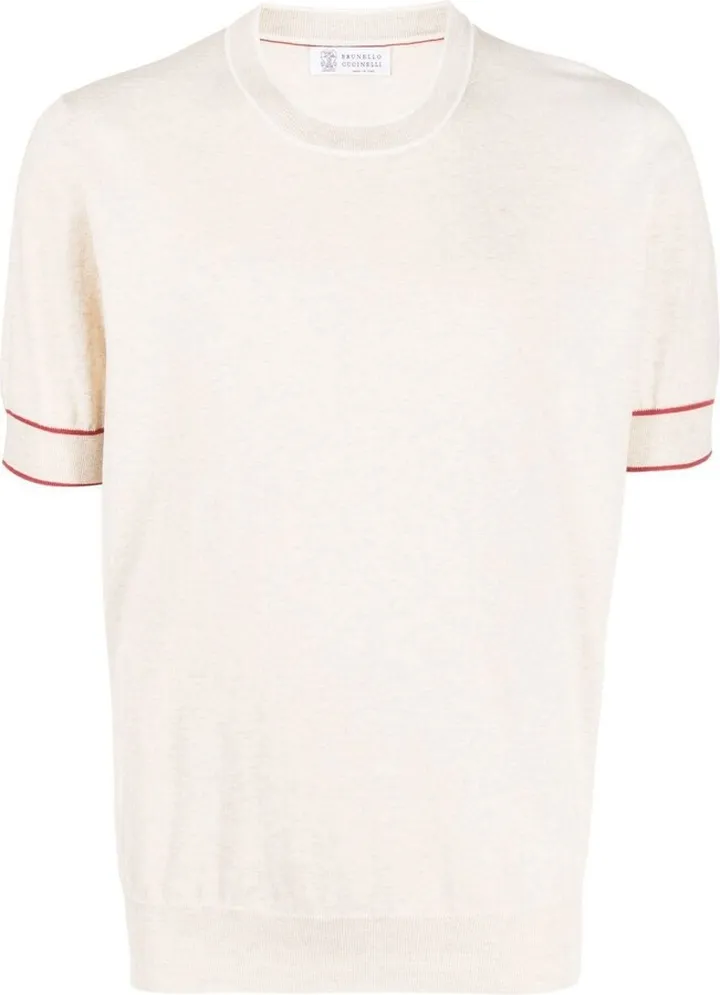 striped-trim cotton T-shirt