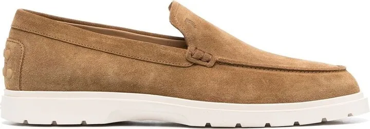 Ridged-Sole Suede Loafers