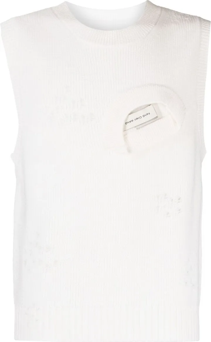 Distressed Chunky-Knit Vest