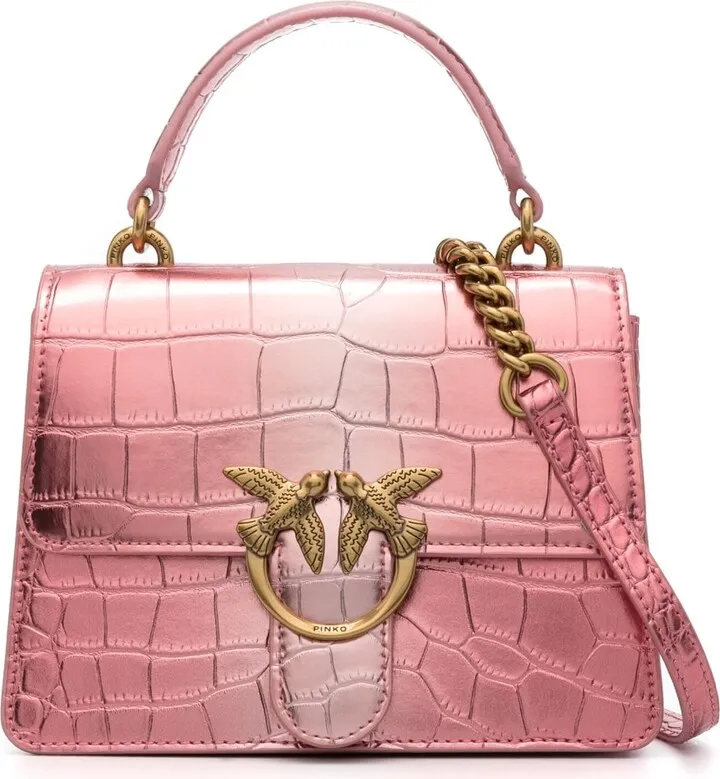 Love crocodile-effect tote bag