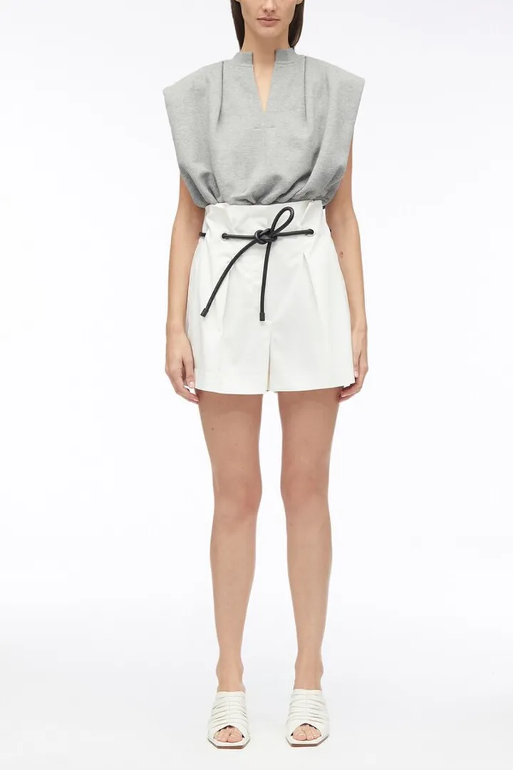 Origami Pleated Shorts in antique white