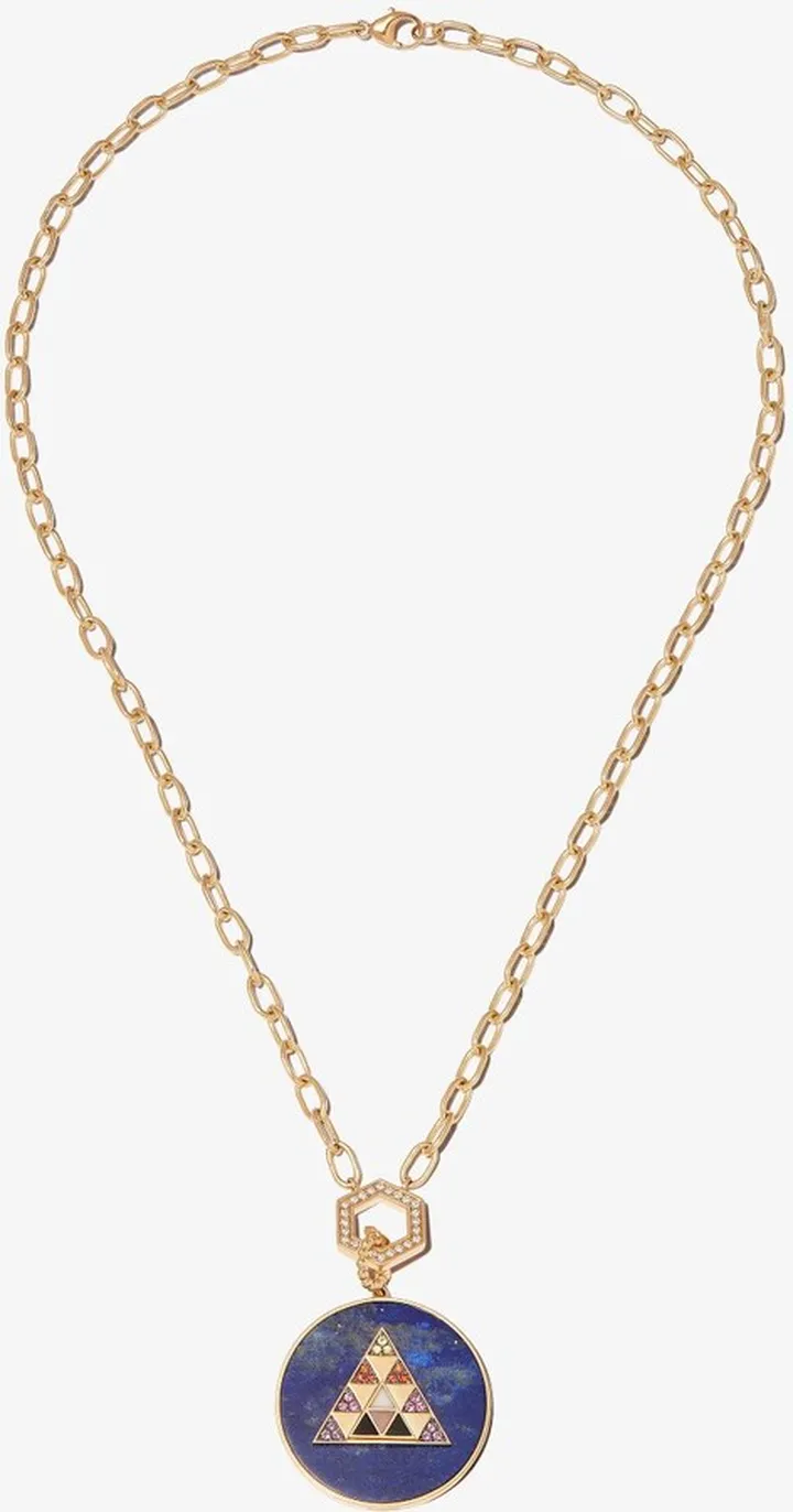 18K Yellow Gold Pyramid Lapis Lazuli Charm