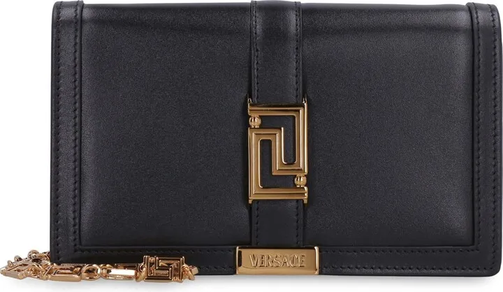 Greca Goddess Leather Mini Crossbody Bag