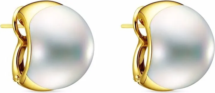 18kt yellow gold Collection Line Liquid Sculpture pearl earrings