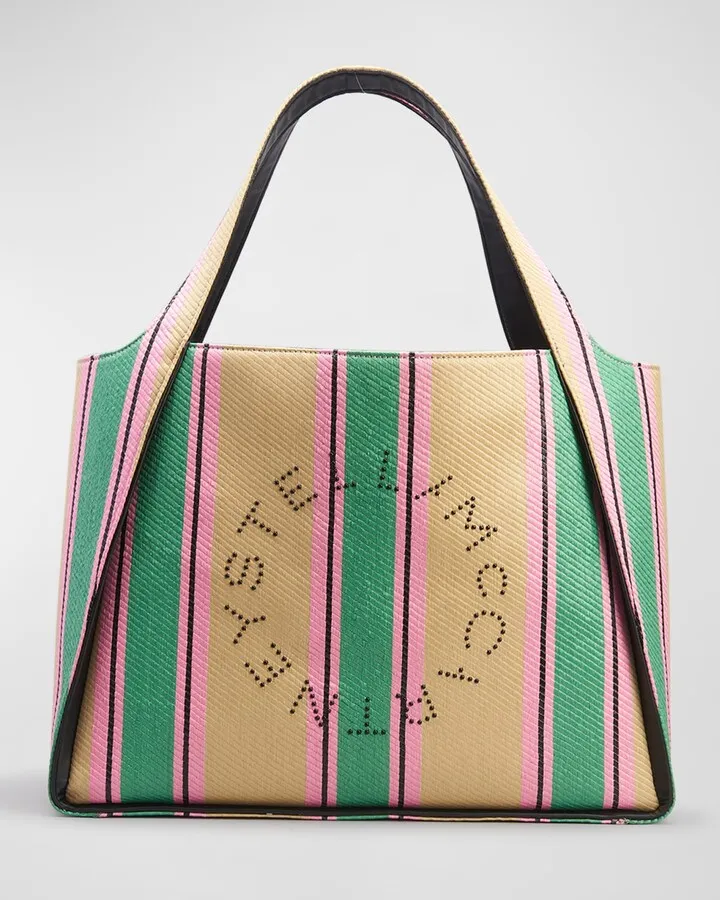 Logo Striped East-West Tote Bag