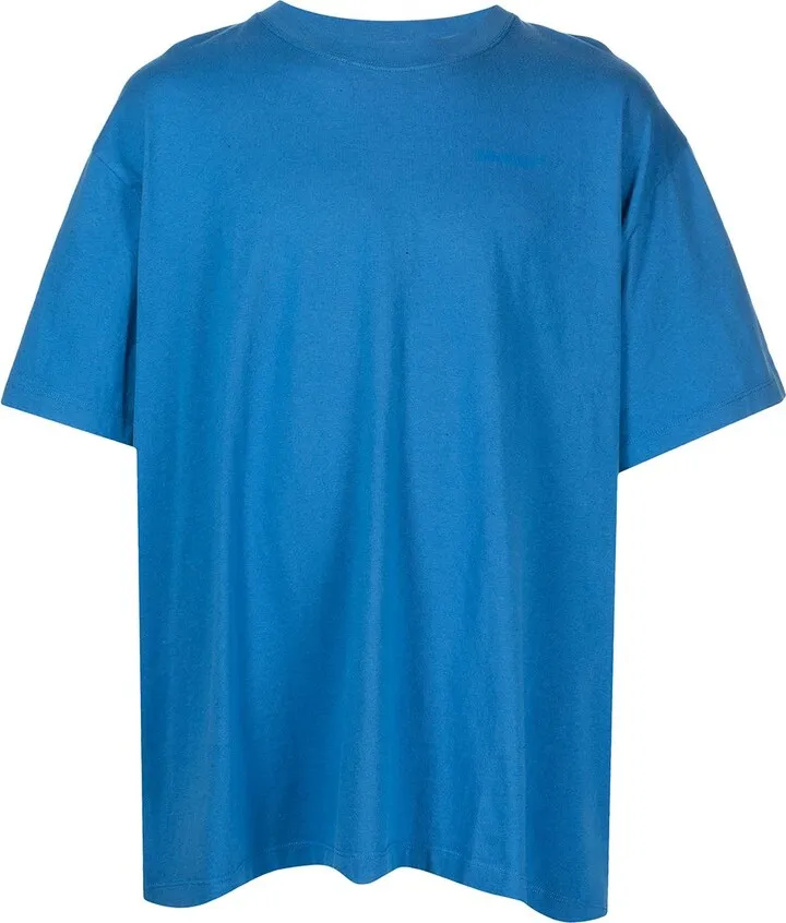 Diag-stripe cotton T-shirt