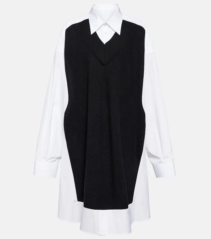 Illusion wool and cotton minidress