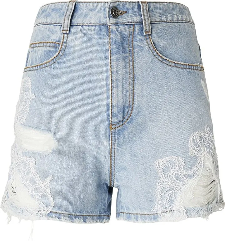 Light Blue Jeans Shorts With Lace