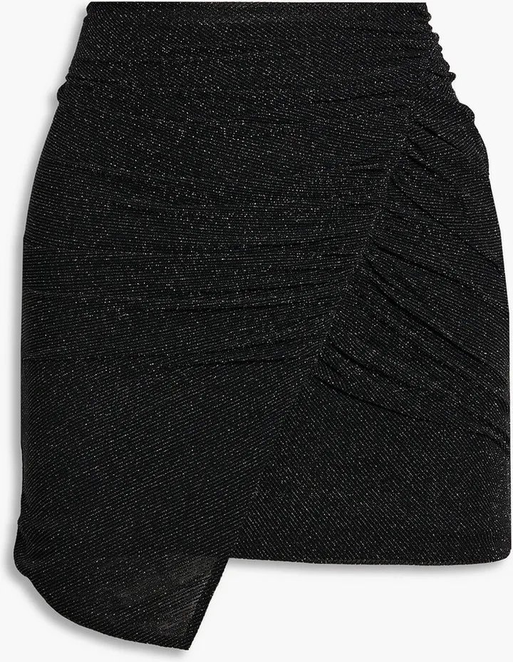 Beal asymmetric metallic stretch-tulle mini skirt