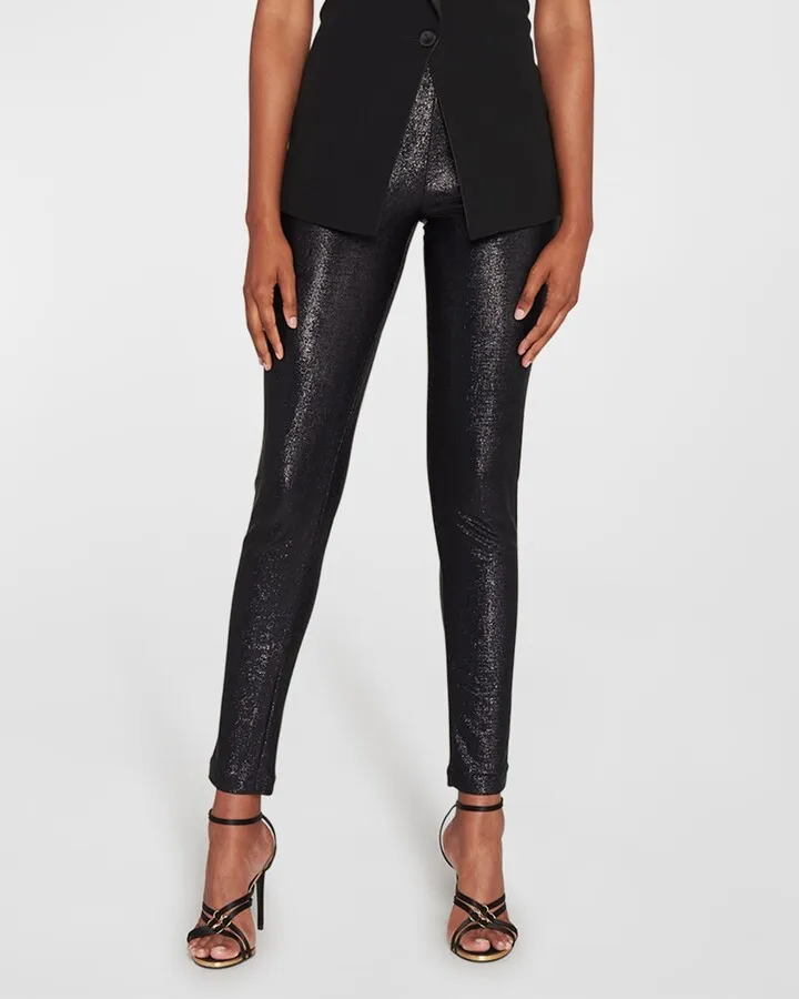 Metallic Sparkle Skinny-Leg Ankle Pants
