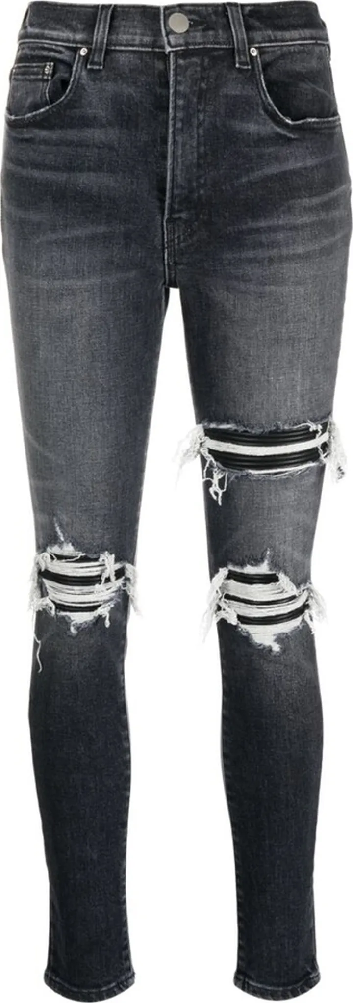 High-Waist Distressed Skinny Jeans