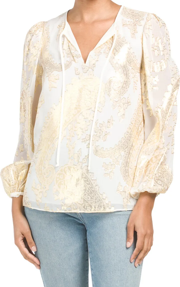 Silk Nicky Foil Jacquard Blouse